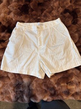 Evereve Women’s Cream Shorts with Blue Pinstripes